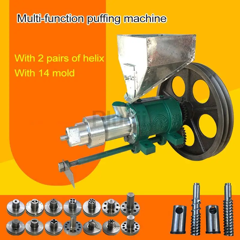 

14 Use Snack Extruder 25Kg/h Corn Rice Food Extrude Puffing Machine Twisted Hollow Stick Solid Crispy Popper Bulking Machine