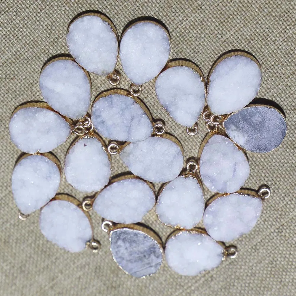 

Natural White Crystal Pendant Water Drop Agate Gold-edged Necklace Sweater Chain Jewelry Accessories6Pcs Wholesale Free Shipping