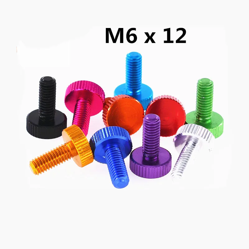 

knurled Thumb Screw Aluminum Alloy M6 Round Flat Head Case Screws DIY Bolt Multiple Color Length 8mm-25mm