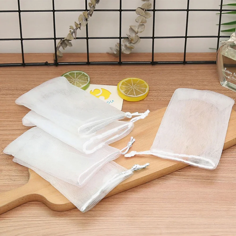 Soap Bag Portable Drawstring Bag Hangable Handmade Cleanser Soap Saver Bag Shower Foaming Mesh Household Cleaning Supplies 2