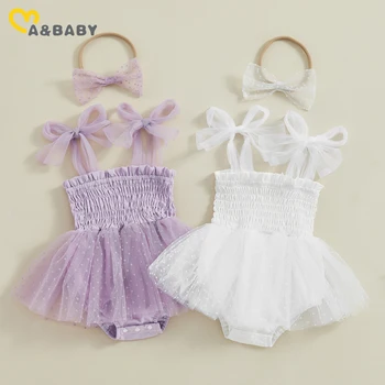 Ma & Baby 0-18M Baby Girl Pagliaccetto Neonato Ragazza Tulle Tuta Ruffles Principessa Senza maniche Prendisole Tuta Abiti estivi 1