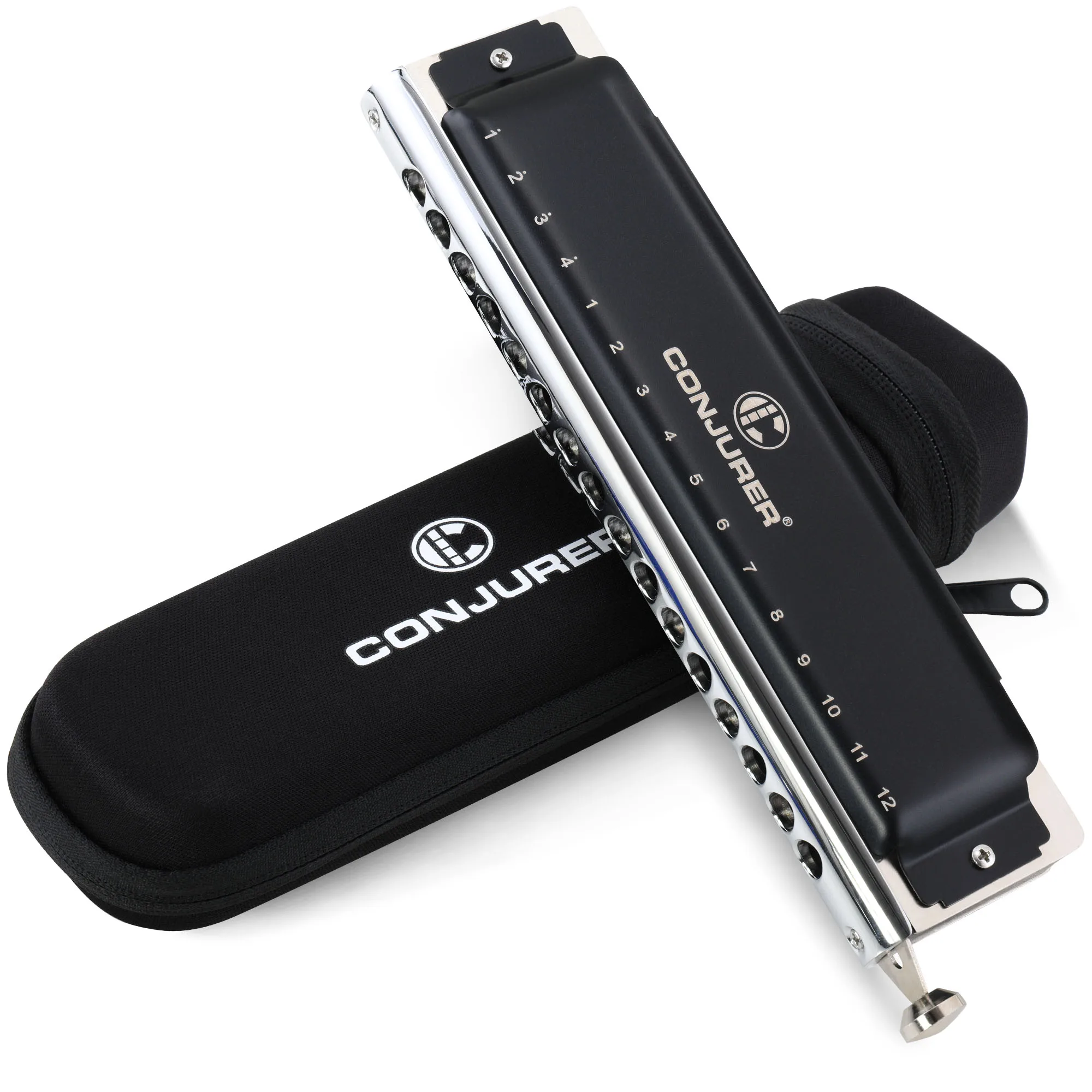 

Конъерная Хроматическая гармоника, 16 отверстий, 64 тона, черная, нержавеющая сталь, Ключ c, музыкальный инструмент