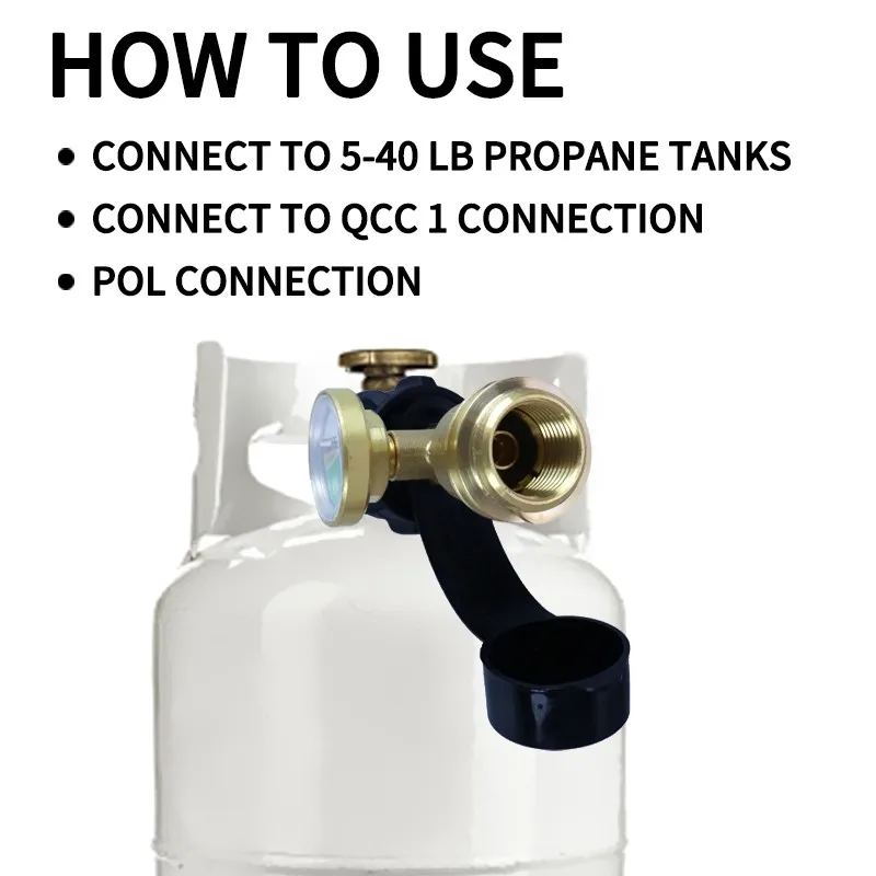 Brass Propane Adapter with Pressure Gauge Level Indicator