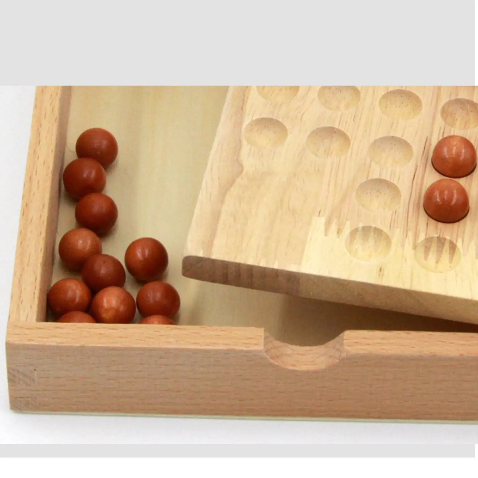 Wood Peg Solitaire Board Game with 33 Glass Balls Pegs for Adults Kids