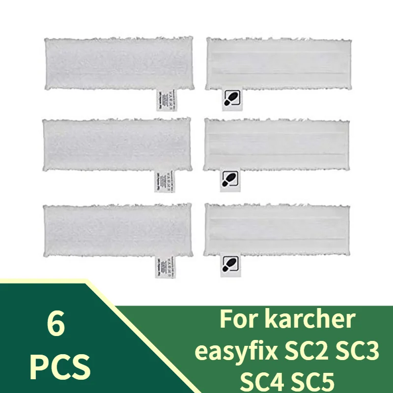 Hot 6 Pcs Microfiber Mop Cloth Pad for Karcher EasyFix SC 2, SC 3, 4, 5 Steam Cleaner Durable Replacement Accessories