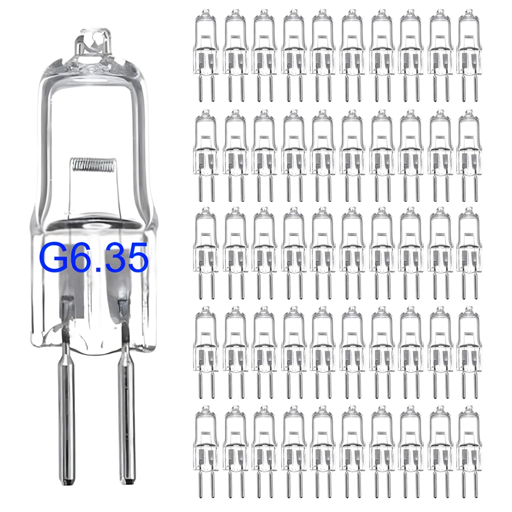50-Piece 12V G6.35 Halogen Bulbs 20W 35W 50W 100W Halogen Lamp JC Type Halogen Light Bulb G6.35 GY6.35 Bi-Pin Base