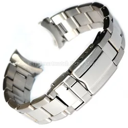 Elegant Stainless Steel 20mm Curved End Watch Strap Bracelet (Silver - 20mm)
