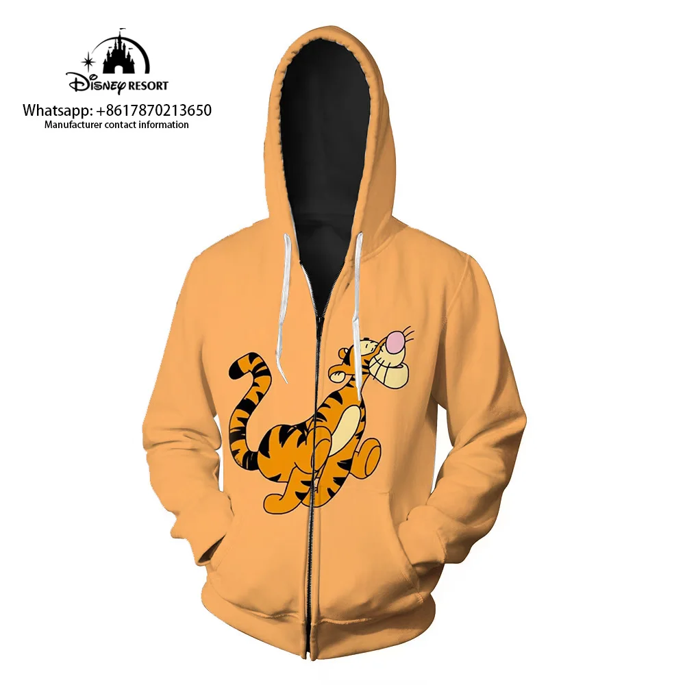 

2022 New Ladies Zip Hoodie Christmas Fall Long Sleeve Disney Brand Winnie the Pooh Anime 3D Printed Casual Kids Sweatshirt y2k