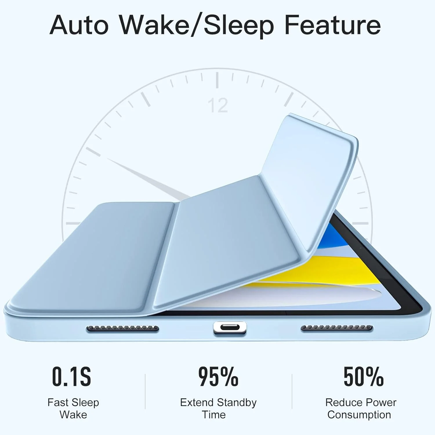 Premium Tri-Fold PU Leather Magnetic Flip Stand Cover with Auto Sleep/Wake Feature