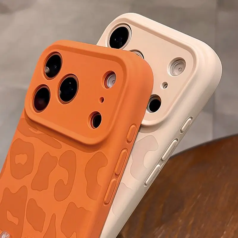 Flüssigsilikonhülle mit Leopardenmuster für iPhone 17, 16 Pro Max, Air, 14, 15 Plus, 12 – mit Kamera- und Bedienelementen, weich und stoßfest_voghion.com