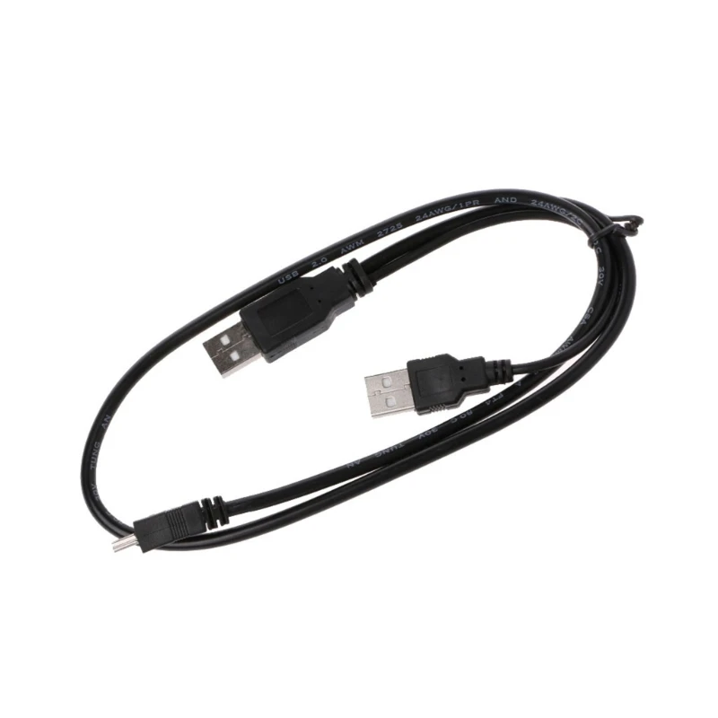

USB 2.0 Type A Male To Male Mini USB Y Splitter Power Data Cable For Mobile HDD R2LB