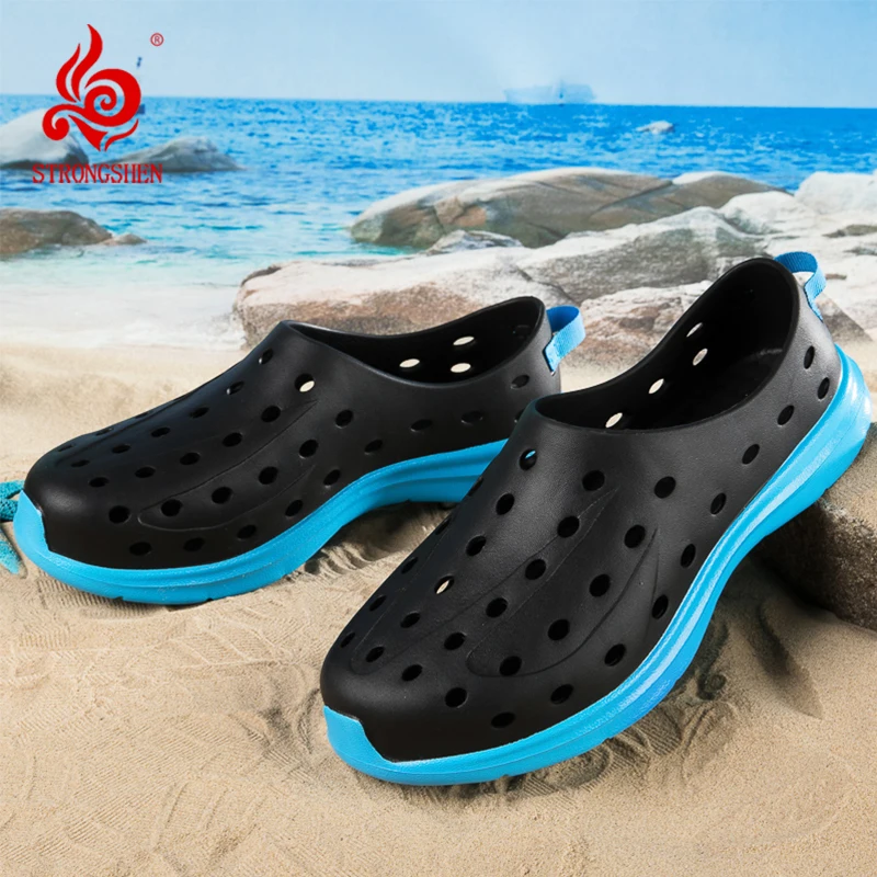 

STRONGSHEN Men Sandals Outdoor Summer Beach Sandals Hollow Out Breathable Non Slip Garden Shoes Slip on Water Shoes Plus Size