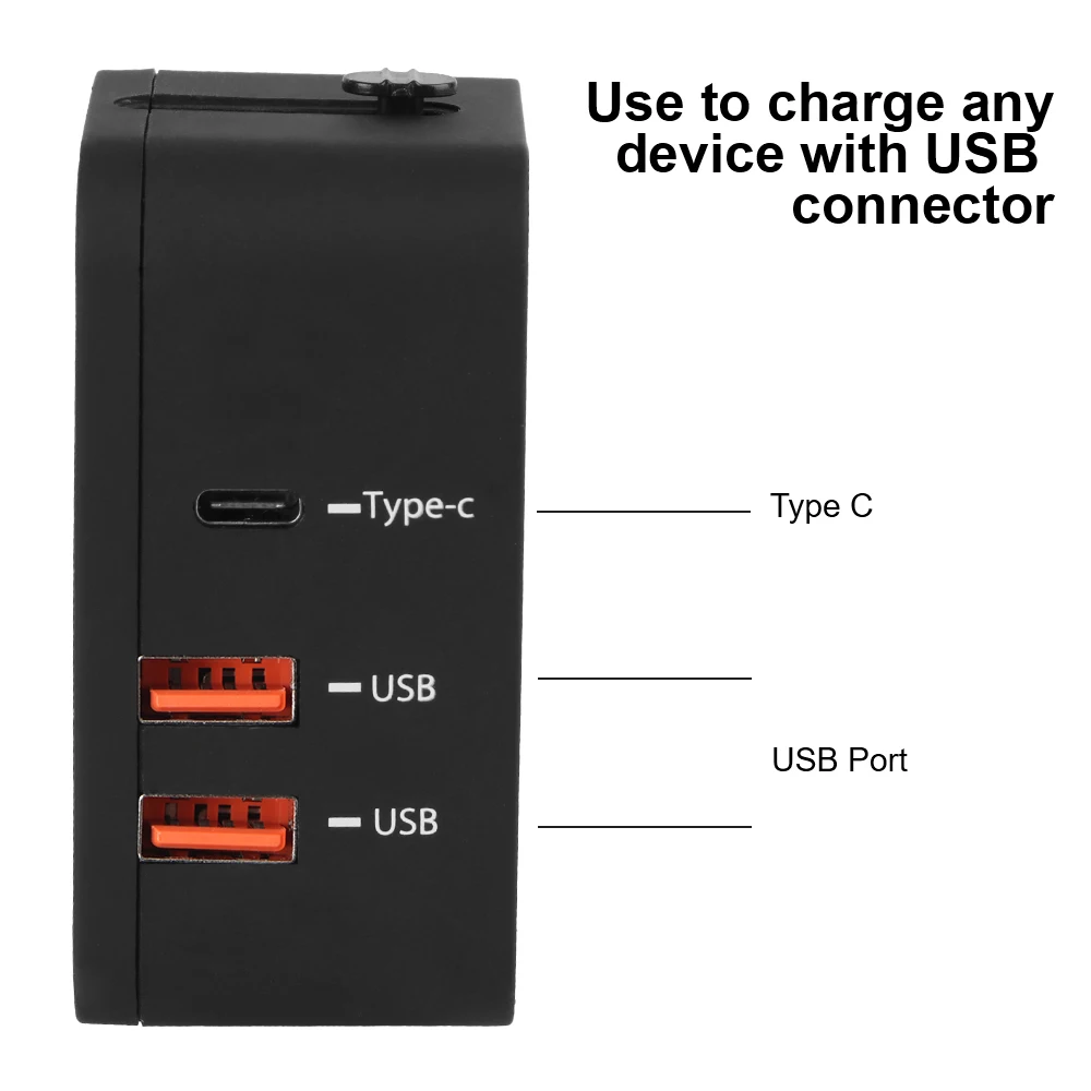 Travel Adapter Wall Charger with USB Charger 20W 6A Travel Conversion Plug Dual USB Port + Type-c USA EU UK AU Plug Universal power plug adapter conversion plug wall charger adapter universal socket adapter