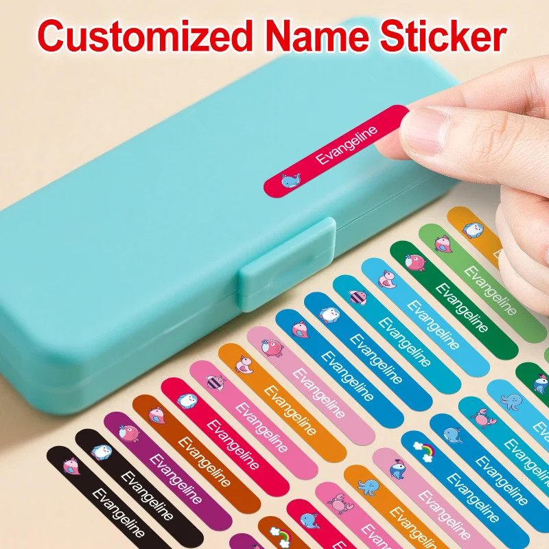 Étiquettes nominatives personnalisées pour enfants, pour biberons et fournitures scolaires, autocollants imperméables et durables avec des couleurs vives, design personnalisé
