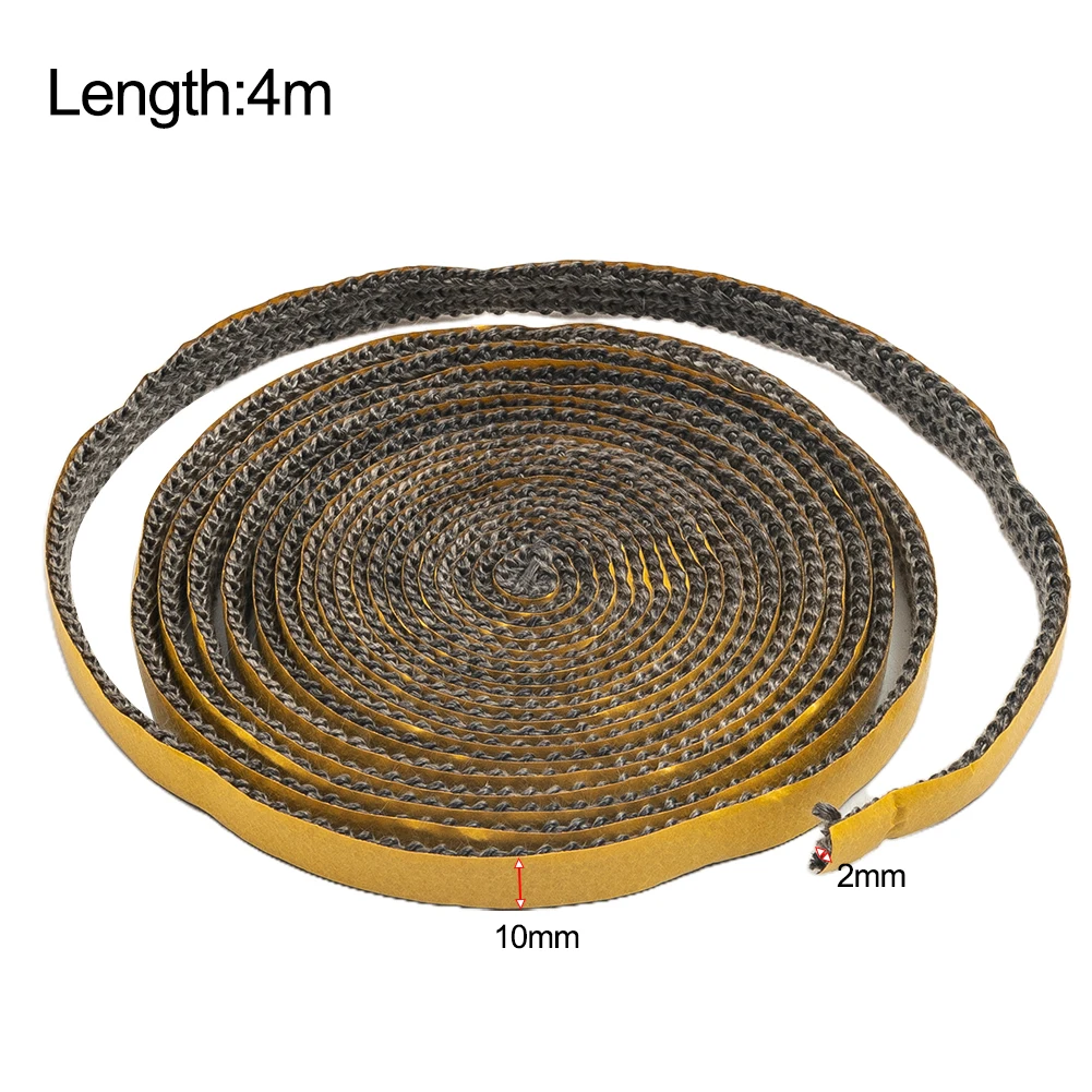 1 Roll 4M Fireplace Seal Rope Self-Adhesive Fiberglass Sealing Tape Temperature Resistant Furnace Stoves Door Gasket Cord