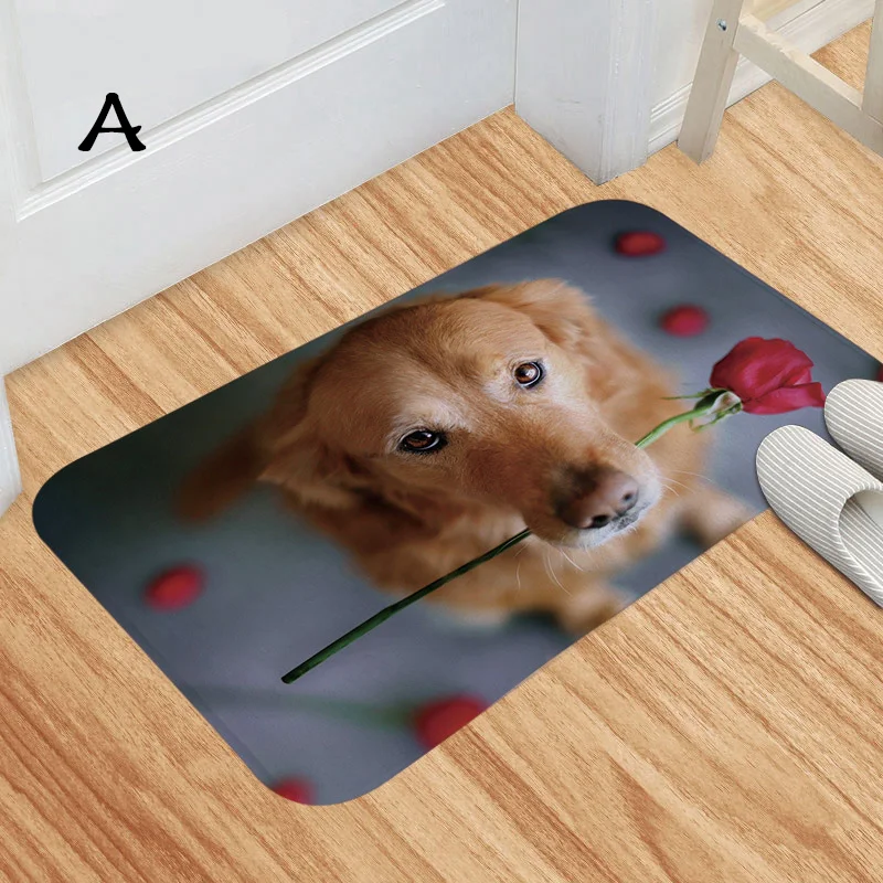 

40 * 60cm cute Husky dog pattern non slip flange carpet door mat home kitchen living room bathroom