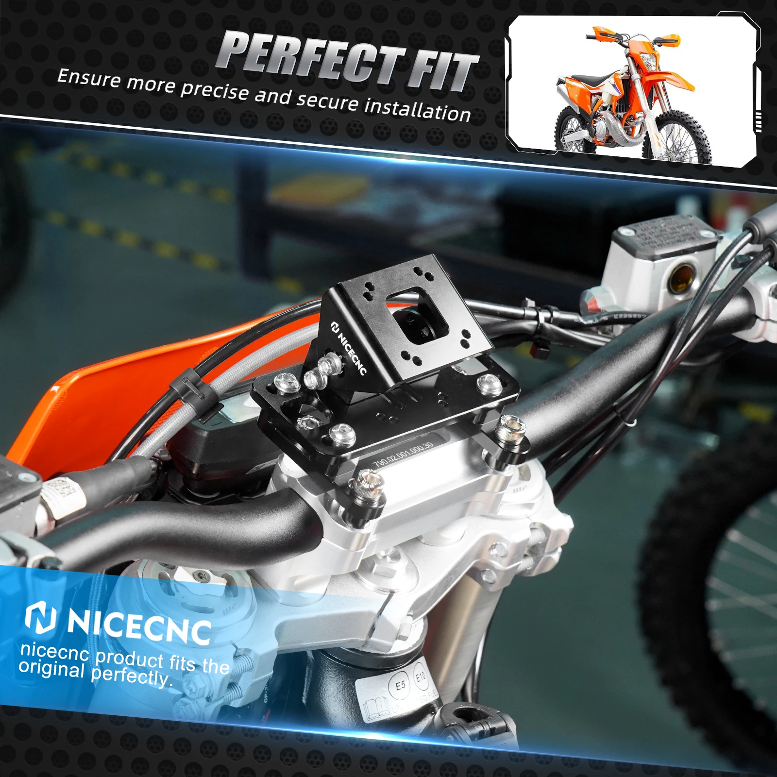 NICECNC Für KTM EXC 300 Husqvarna TE 300 Sherco SE 300 Beta Kawasaki Honda Kawasa Suzuki TM Navigations-GPS-Halterung AMPS-Montage – Detail 7