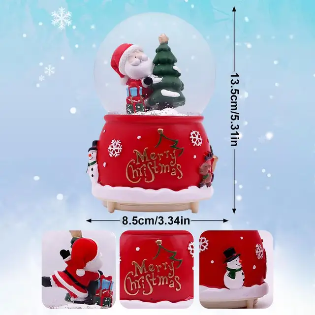 Santa Snow Globes Musical Battery Powered Colorful LED Snow Globe Music Box Christmas Home Decorations For Table Mantel 6