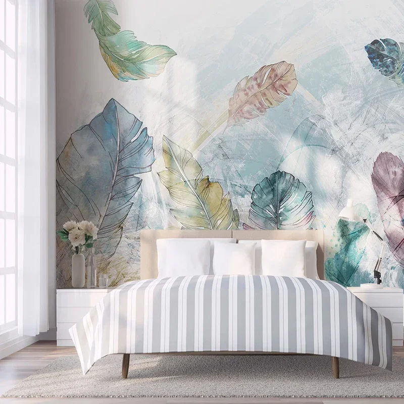 Photo Wallpapers European Watercolor Abstract Line Art Leaves Large Mural Living Room Sofa Home Decor Wall Covering Wall Paper