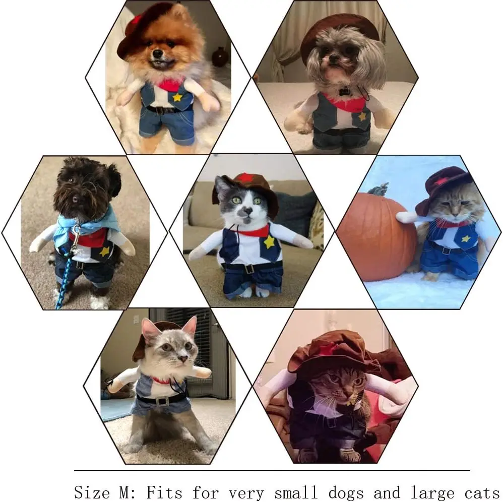 Funny Pet Dog Cat Halloween Costume Dog Cowboy Clothes Pet Dog Costumes for Small Dogs Cosplay Cat Accessories