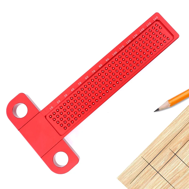 

Precision Square Woodworking T Ruler Measuring Marking Aluminum Alloy Hole Positioning Crossed-out Hole Marking Gauge Tools