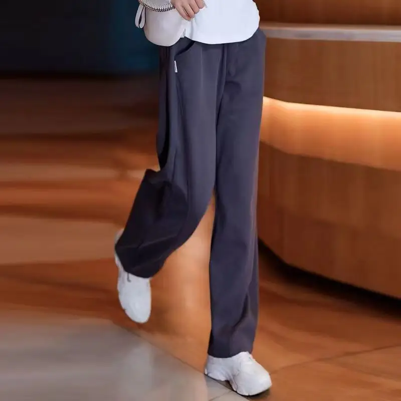 Women's  Autumn Winter Fashion Elegant High Waist Wide Solid Color Casual Versatile Western Comfortable Commuter Korean Pants