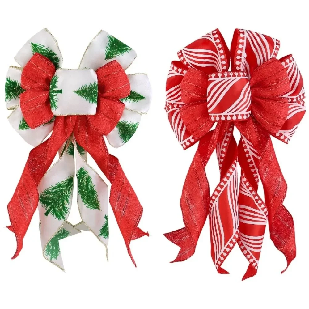 Red Fabric Christmas Double Layer Bow Decoration