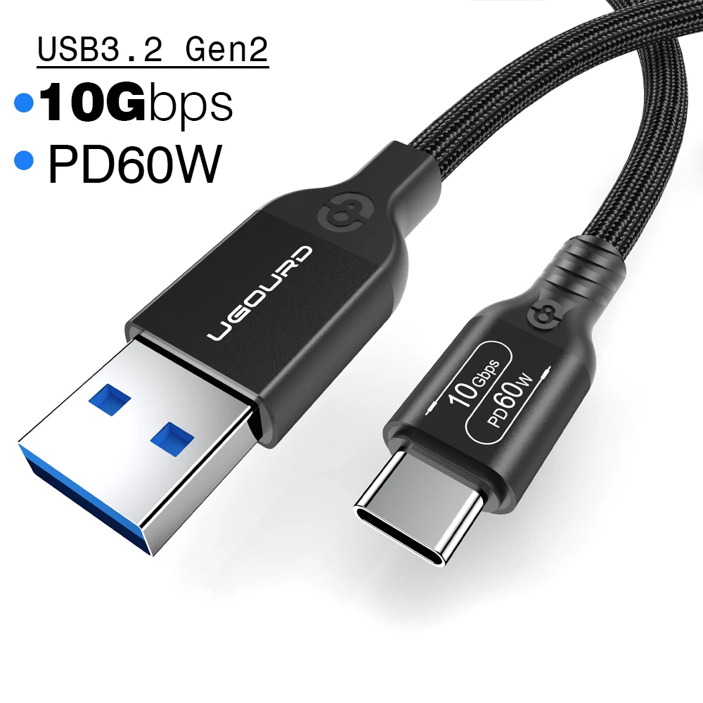 USB3.2 USB3.1 Gen2 10Gbps Cable USB-A to USB Type C Cable 3A 60W Fast Charging