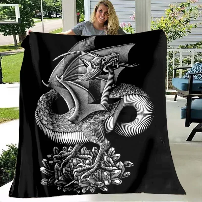 Escher Visual Disorder Art Pattern Flannel Throw Blanket Soft Lightweight Warm Blanket Bedroom Couch Bed Decor Kids Adults Gift 6