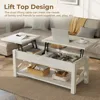 Coffee Table 47.2", 2 Way Lift Top Farmhouse Center Table with Hidden Compartment, Open Shelf & X Wooden Support for Living Room 5