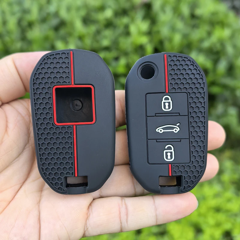 Silicone Cover for Car Remote Key with 3-Button Protection, Flexible Key Shell Case