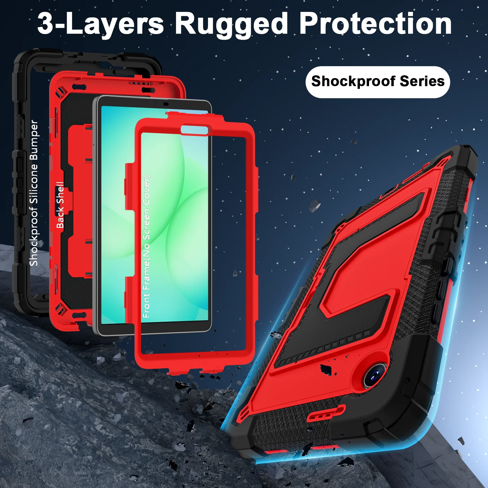 Rugged Armor Heavy Duty Shockproof Tablet Case with Stand, 8.7