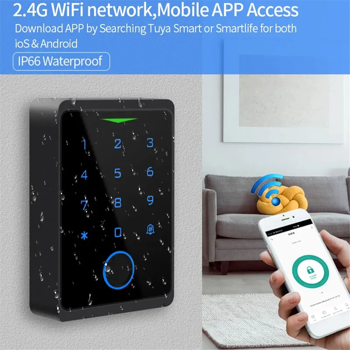 Y31A Tuya APP Door Lock IP66 Waterproof Keyless Biometric WIFI Access Control Standalone Keypad Fingerprint RFID