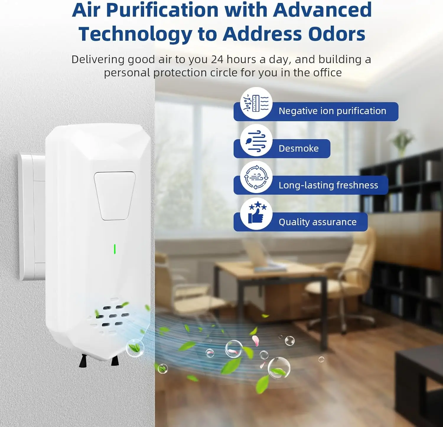 Mini Air Ionizer - Quiet Negative Ion Generator for Home Office and Kitchen