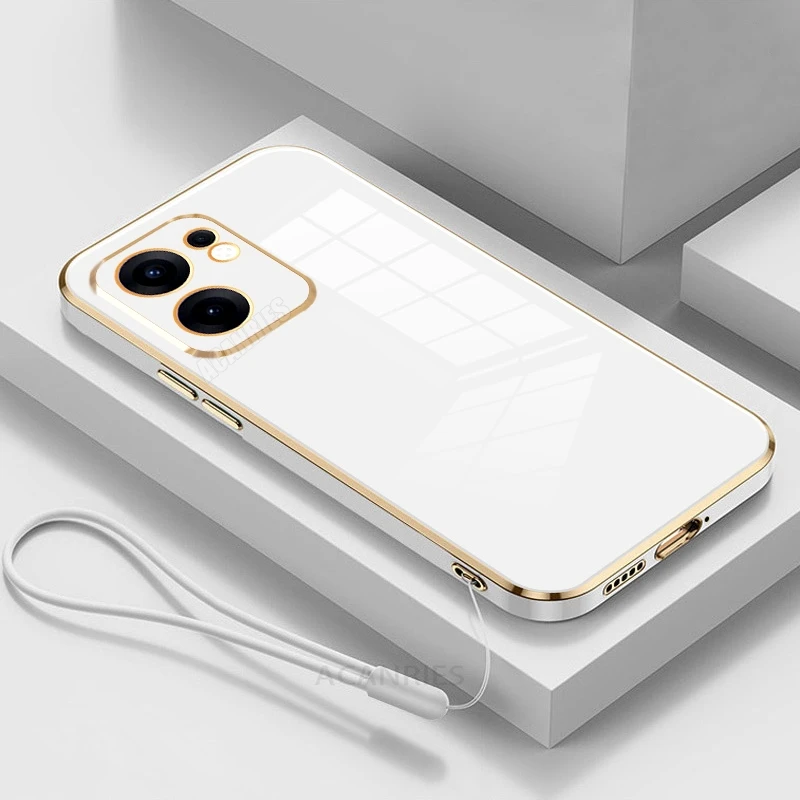 Luxury Plating Lanyard Silicone Shockproof Soft Back Case