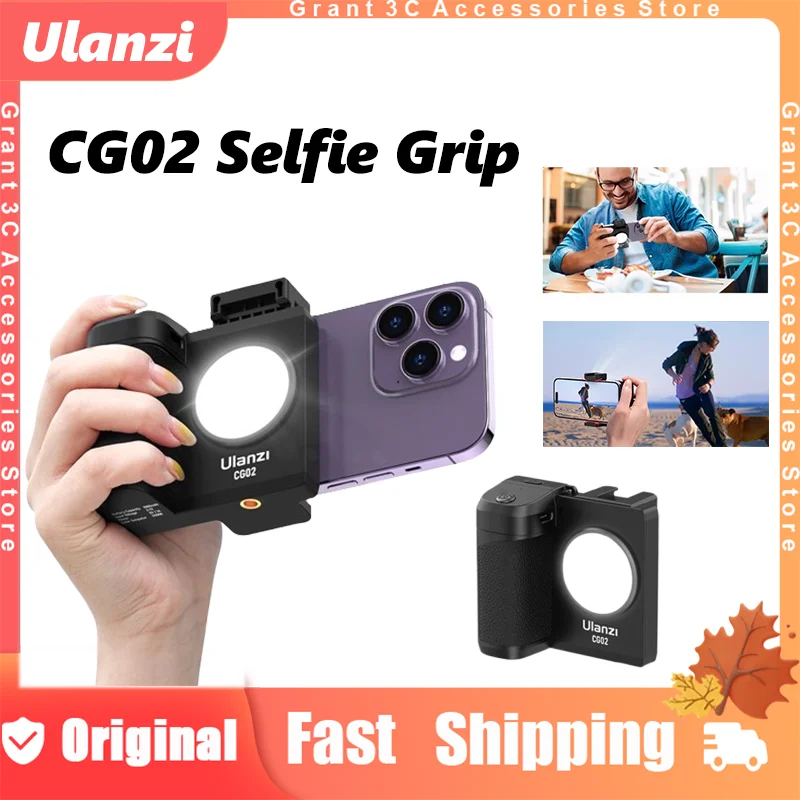 New Ulanzi CG02 Smartphone Selfie Grip Bluetooth Fill Light with CRI 95+ 5500K 15M Remote Zoom & Anti-Shake Stabilizer