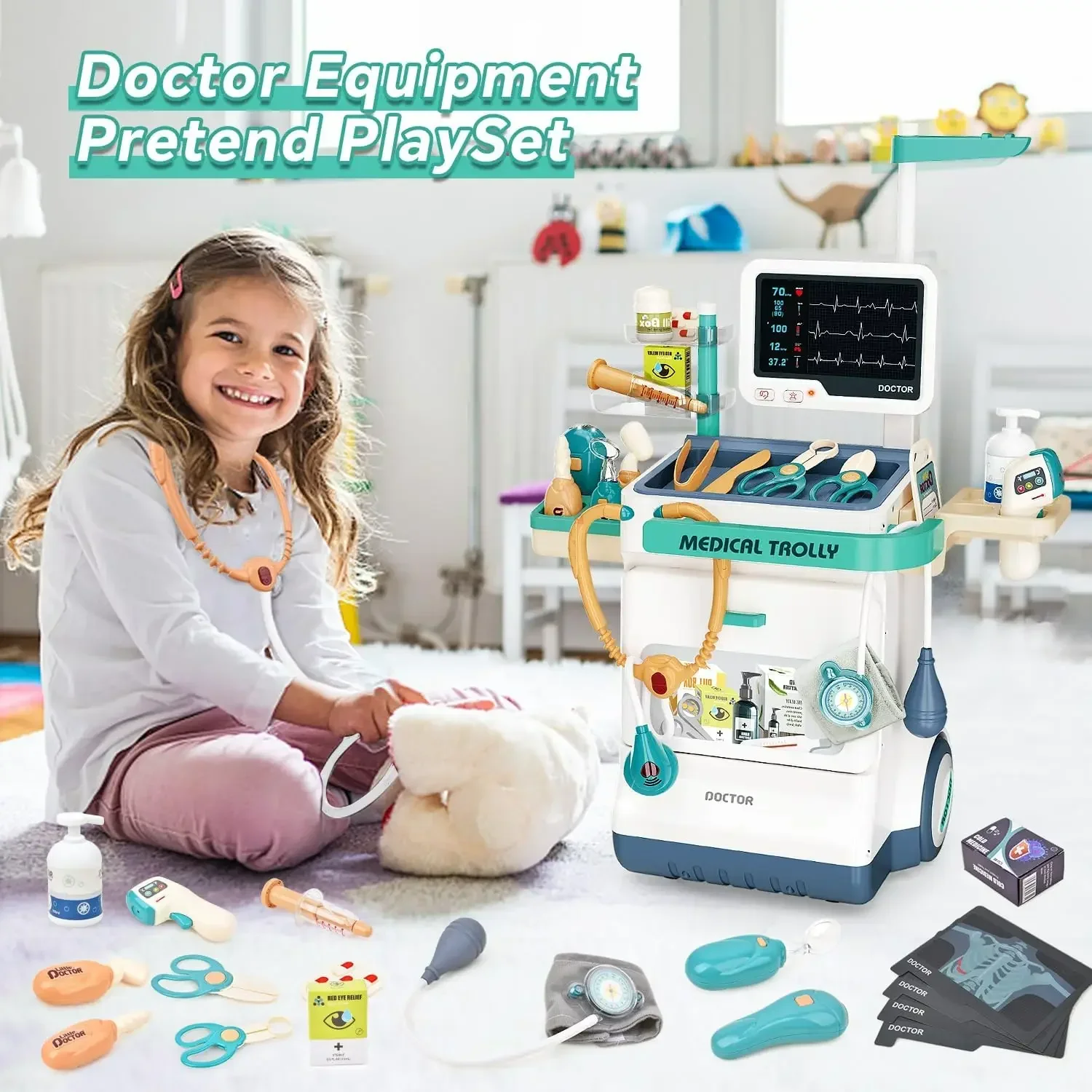 Hospital Toy Medical Trolley Doctor Kit Toy Pretend Play Doctor - Main Image