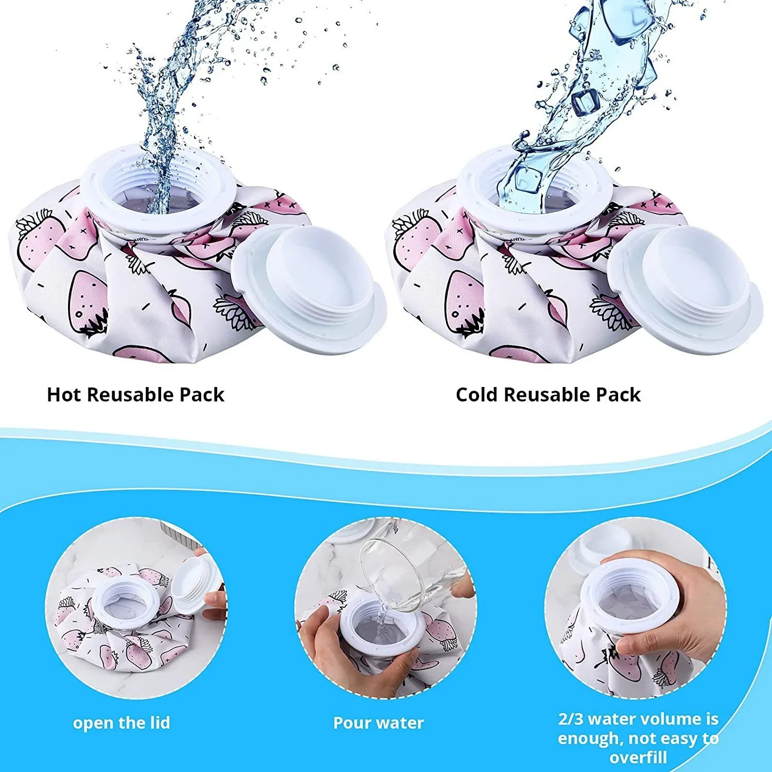 Cloth Ice Pack Household Folding Ice Pack Cartoon Thickening Leakproof Hot Water Bag Cold and Hot Compress Physiotherapy Bag Wat