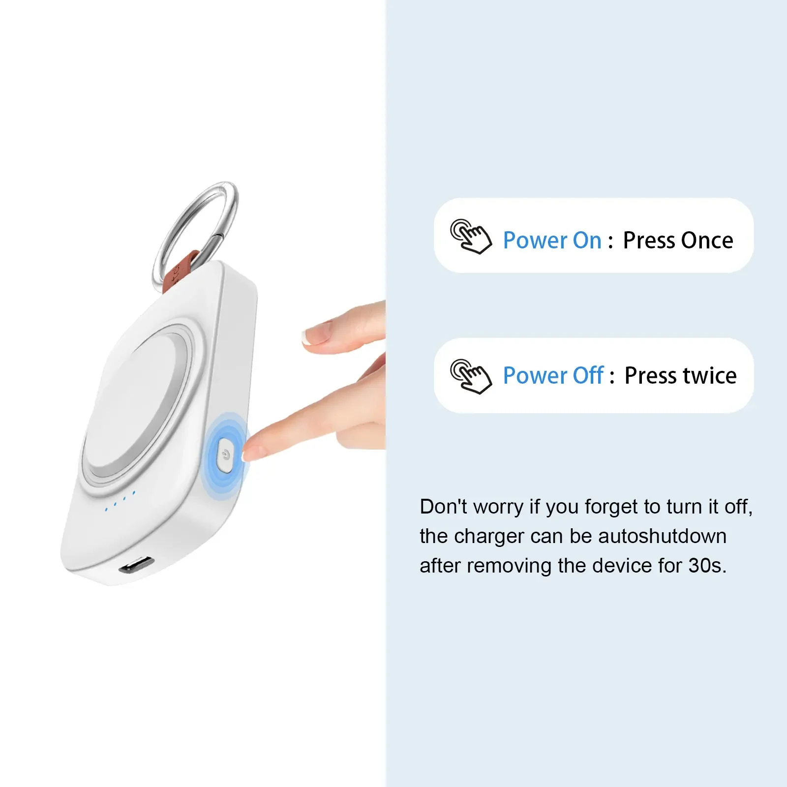 Magnetic Wireless Portable Watch Charger with 1800mAh Battery and USB Type-C Fast Charging