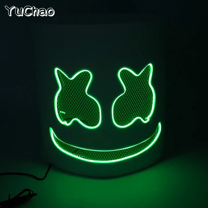 Casco LED DJ Marshmello Premium 2023 – Regolabile Per Rave Party – Bianco M.M Development