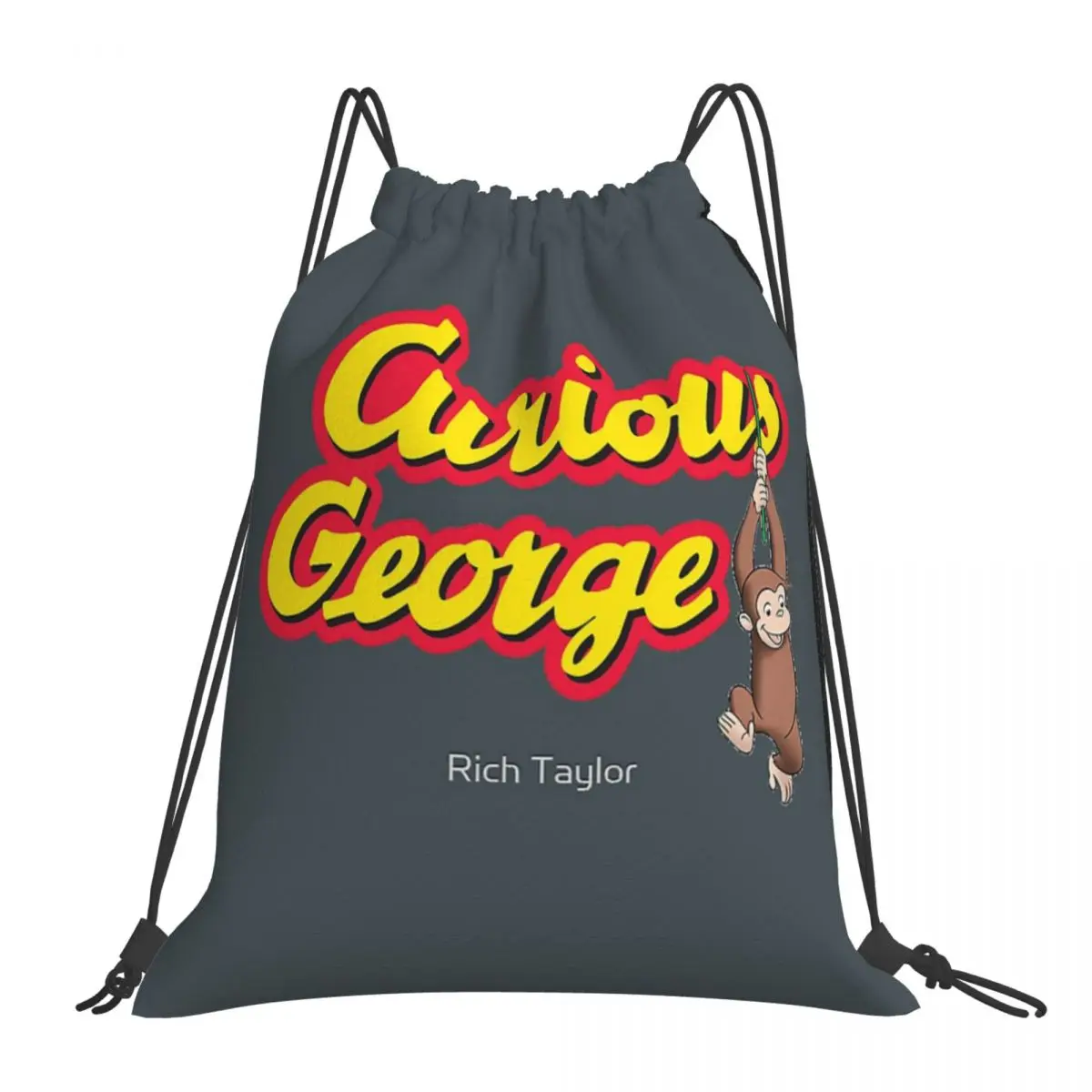 

Curious George Hanging Around Backpacks Portable Drawstring Bags Drawstring Bundle Pocket Shoes Bag Book Bags For Man Woman