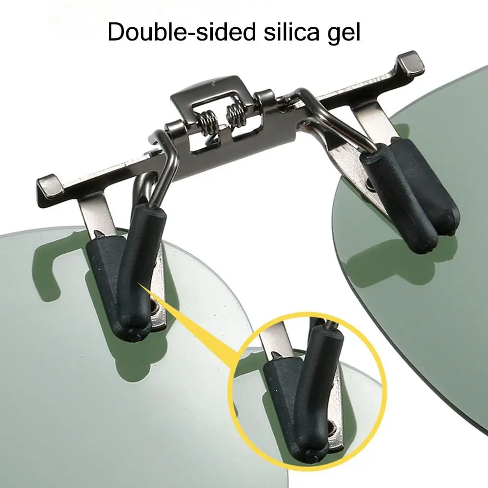 Metal Clip Clip-On Polarized Sunglasses Convenient Rimless Flip-up Sun Glasses for Prescription Glasses UV400 Polygonal Shades 3