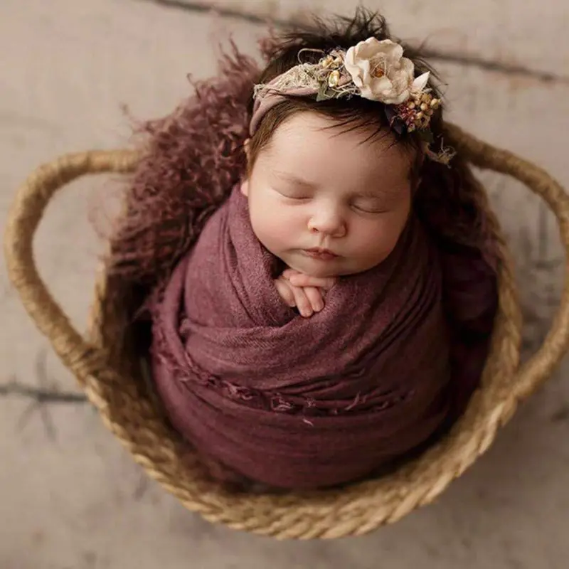 Y1UB Baby Photo Shooting Woven Baskets Newborn Photography Props Basin