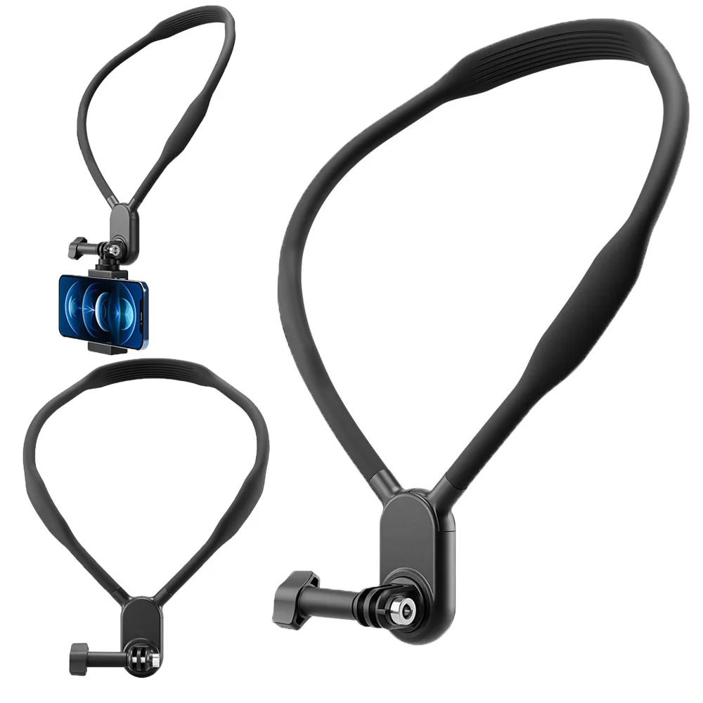 

PC+ABS+Silicone+Stainless Steel Neck Hold Mount for Hero/Insta360/DJI Action Smartphone Magnetic Camera Accessories