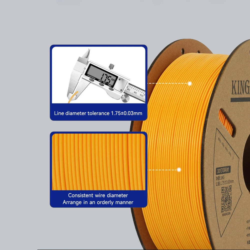 킹룬 표준 1KG PLA PETG TPU ABS 필라멘트 1.75mm +/- 0.03mm 기포 없음 3D 프린터 플라스틱, 랜덤 스풀