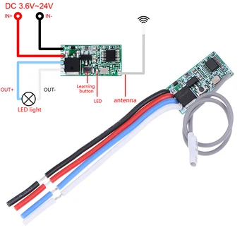 433 Mhz 1CH ricevitore relè RF interruttore telecomando Wireless universale Micro modulo Controller luce LED DC 3.6V-24V fai da te