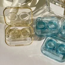 Beauty Pupil Contact Lense Travel Color Contact Lenses Container Box Kit Ins Retro Beige Yellow Transparent Contact Lens Case tanie tanio Unisex CN (pochodzenie) 5 2cm 6 4cm SQUARE Contact Lense Case 1 9cm Stałe Yelloow Blue 6 4*5 2*1 9cm