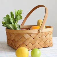 Fruit Basket Rattan Hand Woven Storage Basket With Handle Photo Props Home Sundries Organizer Portable Picnic Storage Baskets 1