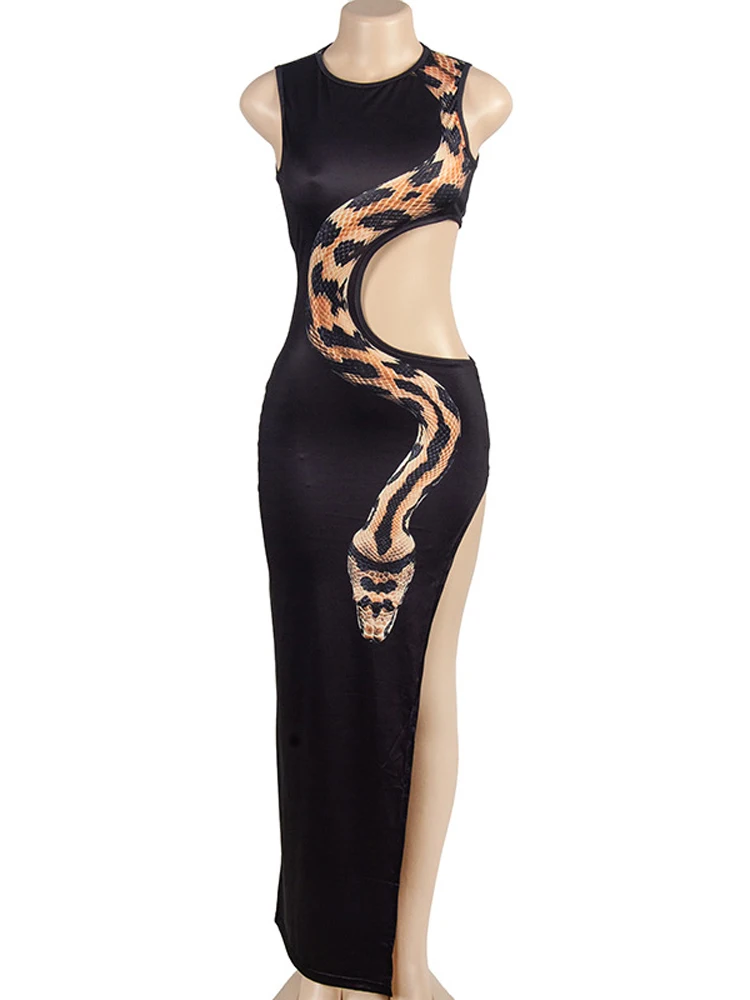 open lace back dress Snake Print Dress Elegant main image 1