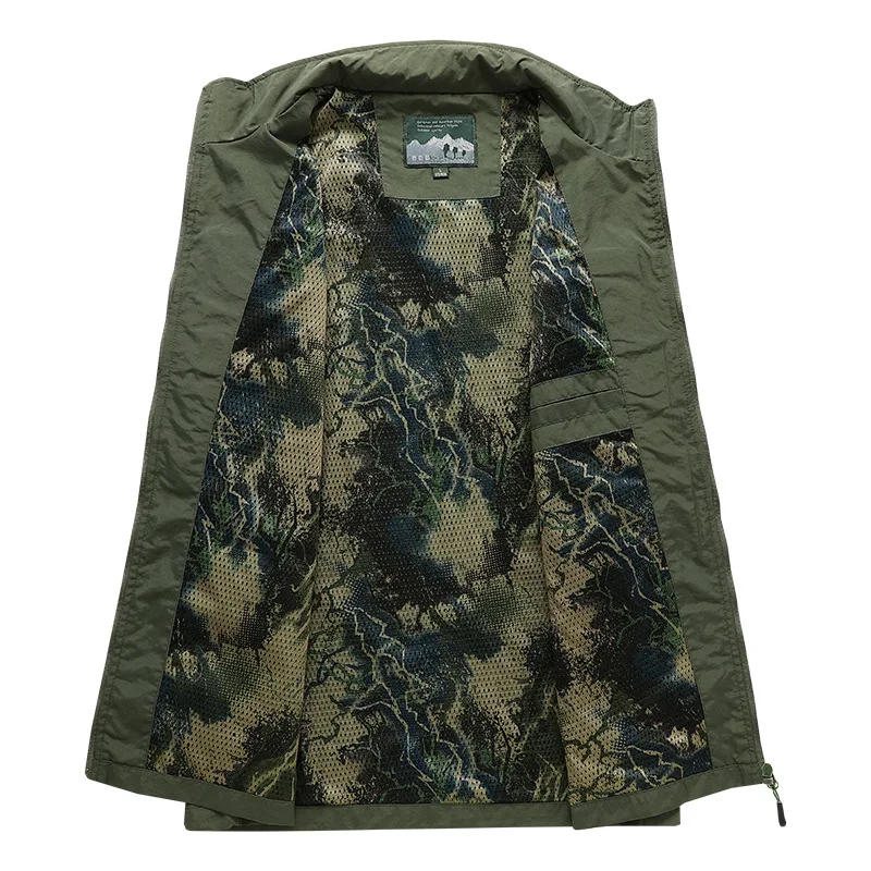 Men's Lightweight Vest Casual Fashion Loose and Breathable Multi Pocket Tactical Cago Tank Top Outdoor Fishing Sleeveless Jacket
